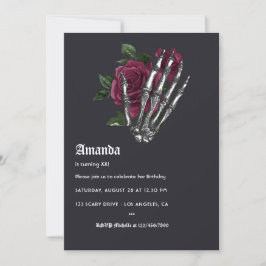 バーグンディお洒落ハロウィーン誕生日パーティー 招待状