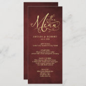 バーグンディお洒落パーチメント金ゴールド書道 メニュー (正面/裏面)