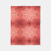 バーグンディかわいらしコーラル付きプリント フリースブランケット (正面)