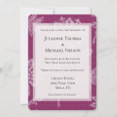 バーグンディかわいらしワインレースフローラロマンチック結婚ズ 招待状 (正面)