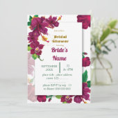 バーグンディのハイビスカス花バラブライダルシャワー 招待状 (スタンド正面)