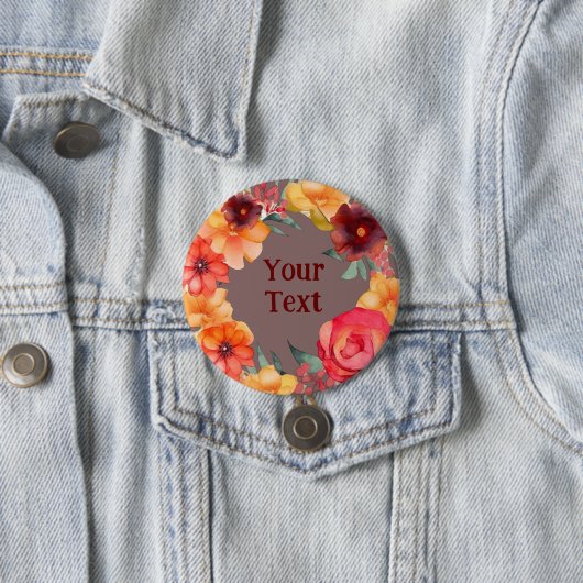 バーグンディはっきりしたフラワーリースラペルのステートメント作品 缶バッジ (インサイチュ)