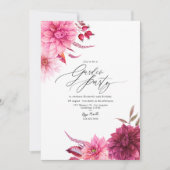 バーグンディエレガントとピンクダリアガーデンパーティー 招待状 (正面)