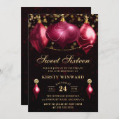 バーグンディエレガントアゲートウィンターボードスウィート16 招待状 (正面/裏面)