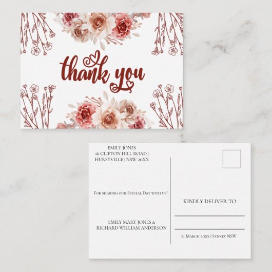 バーグンディエレガントアゲートフォイル招待状はがき エンクロージャーカード (正面/裏面)