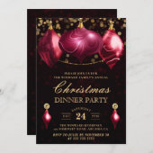 バーグンディエレガントアゲートボードクリスマスディナー 招待状 (正面/裏面)
