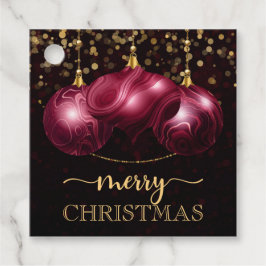 バーグンディエレガントアゲートボードベリーメリークリスマス フェイバータグ