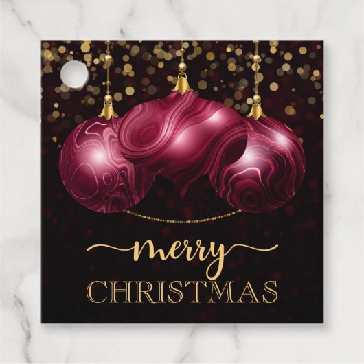 バーグンディエレガントアゲートボードベリーメリークリスマス フェイバータグ (正面)