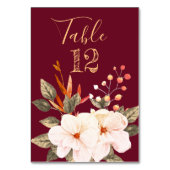 バーグンディエレガントウォーター色赤面オレンジ色フローラ テーブルナンバー (裏面)