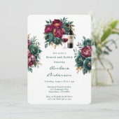 バーグンディエレガントエメラルド牡丹ブランチと泡立ち 招待状 (スタンド正面)