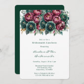 バーグンディエレガントエメラルド牡丹ブレスメイドランチ 招待状 (正面/裏面)