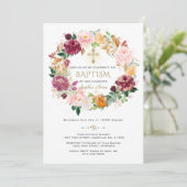 バーグンディエレガントサフラン花リースバプテスマ 招待状 (スタンド正面)