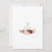 バーグンディエレガントサフラン花リースバプテスマ 招待状 (裏面)