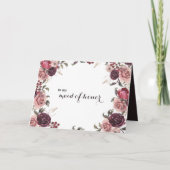 バーグンディエレガントサマーメイド・オブ・オーナー(花嫁付き添い人)ありがとう サンキューカード (正面)