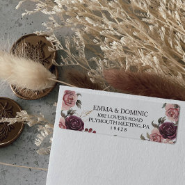 バーグンディエレガントサマー差出人住所ラベル ラベル