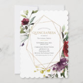 バーグンディエレガントスカロップキンセニェラ招待状 招待状 (正面)