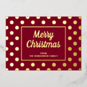 バーグンディエレガントスクリプトメリークリスマス金ゴールド 箔シーズンカード (正面)