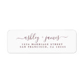 バーグンディエレガントスクリプ結婚トの差出人住所 ラベル (正面)