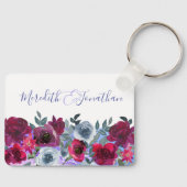 バーグンディエレガントセージグリーンブルーフローラズ結婚 キーホルダー (正面)