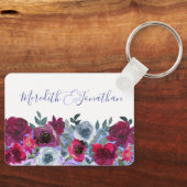 バーグンディエレガントセージグリーンブルーフローラズ結婚 キーホルダー (正面)