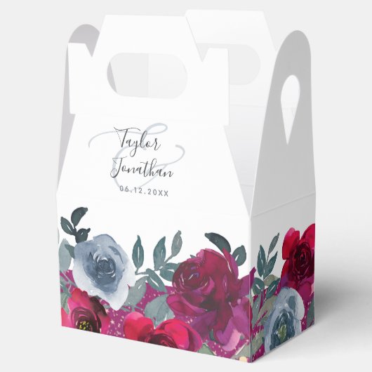 バーグンディエレガントセージグリーンブルーフローラズ結婚 フェイバーボックス (オープン)