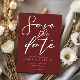 バーグンディエレガントタイポグラフィミニマル主義者 セーブザデート