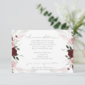 バーグンディエレガントダスティバラ結婚ズアコモデーション エンクロージャーカード (スタンド正面)