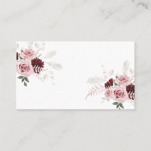 バーグンディエレガントダスティピンクローズのサ結婚イト エンクロージャーカード (裏面)