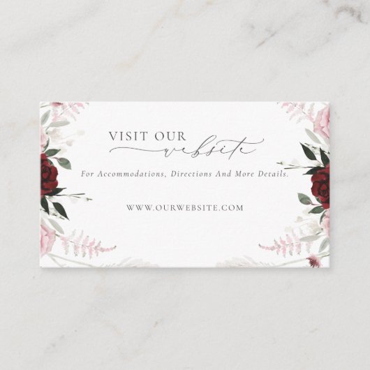 バーグンディエレガントダスティピンクローズのサ結婚イト エンクロージャーカード (正面)