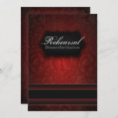 バーグンディエレガントダマスクリハーサルディナー招待状 招待状 (正面/裏面)