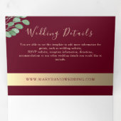 バーグンディエレガントトリフォールド招待状 三つ折り招待状 (内部最初)