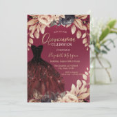 バーグンディエレガントドレスフローラキンセアニラ 招待状 (スタンド正面)