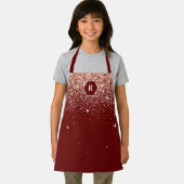 バーグンディエレガントバラ金ゴールドグリッターモノグラム エプロン (インサイチュ)