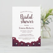 バーグンディエレガントバラ&パールフローラブライダルシャワー 招待状 (スタンド正面)