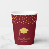 バーグンディエレガントパップの卒業式ゴールデン紙吹雪 紙コップ (正面)
