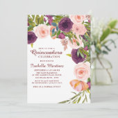 バーグンディエレガントピンクフローラキンセアニラ 招待状 (スタンド正面)