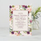 バーグンディエレガントピンクフローラブライダルシャワー 招待状 (スタンド正面)