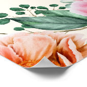 バーグンディエレガントピンクフローラ誕生日へようこそ ポスター (角)