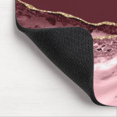 バーグンディエレガントピンク大理石ネームビジネス マウスパッド (コーナー)