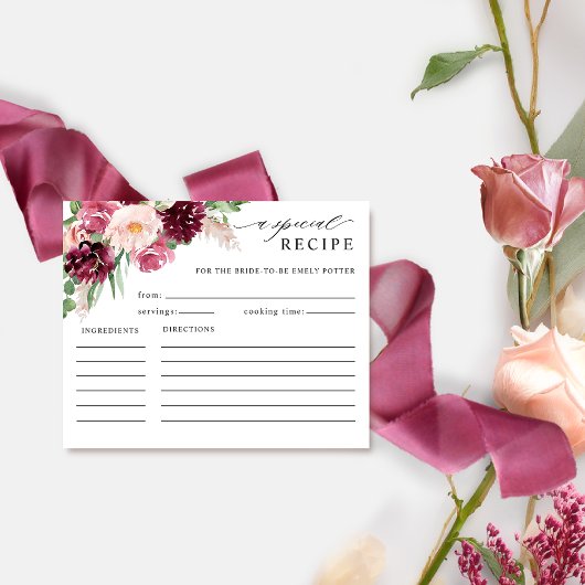 バーグンディエレガントピンク赤面ブライダルシャワーレシピ