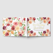 バーグンディエレガントピーチフローラ結婚ズ金箔 ゲストブック (全面)