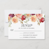 バーグンディエレガントピーチ牡丹フローラウェディングRSVP (正面)