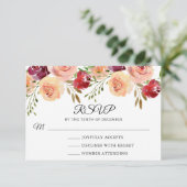 バーグンディエレガントピーチ牡丹フローラウェディングRSVP (スタンド正面)