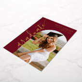 バーグンディエレガントフォトアーチ卒業式フォイルインビタ 箔招待状 (回転した状態)