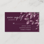 バーグンディエレガントフォレストリーフウェディングRSVP エンクロージャーカード (正面)