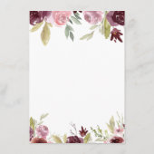 バーグンディエレガントフラワーズフローラウェディングレセプション メニュー (裏面)