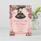 バーグンディエレガントフラワープレセンタシオンデトレアノス 招待状 (スタンド正面)