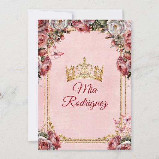 バーグンディエレガントフラワープレセンタシオンデトレアノス 招待状 (裏面)