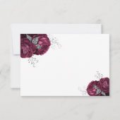 バーグンディエレガントフローラエレガントな結婚式 出欠カード (裏面)