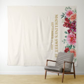 バーグンディエレガントフローラピンクピーニーズスウィート16 タペストリー (インサイチュ(横))